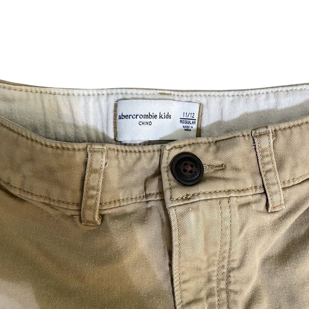 Abercrombie Kids Chino Pants Boys 11/12 Khaki Regular Adjustable Waist Uniform - Picture 3 of 6